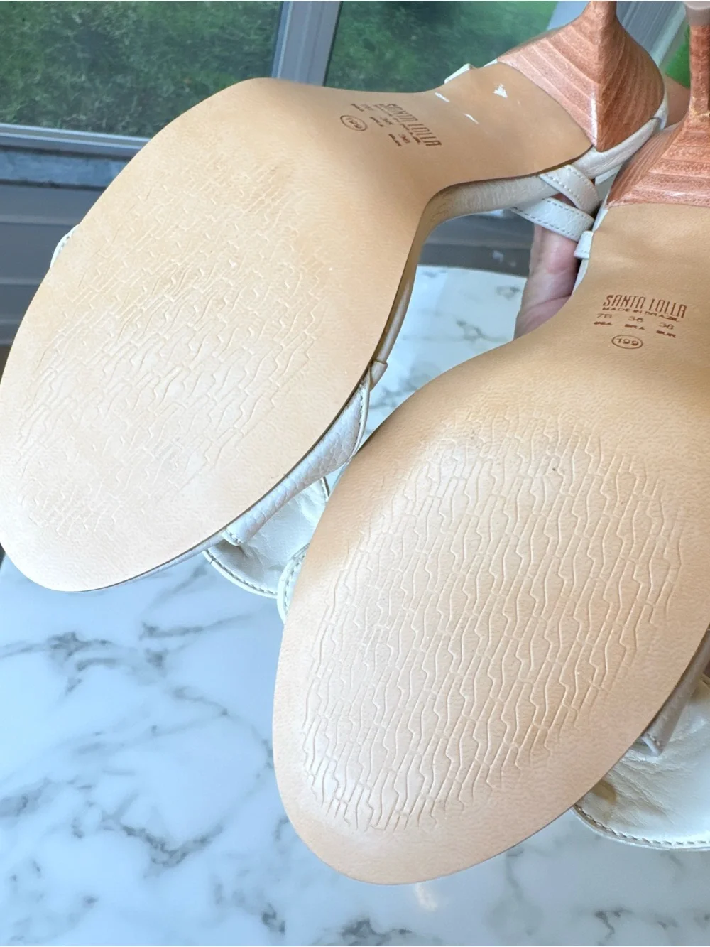 Knot-Bow Ankle-Strap Heels in Cream